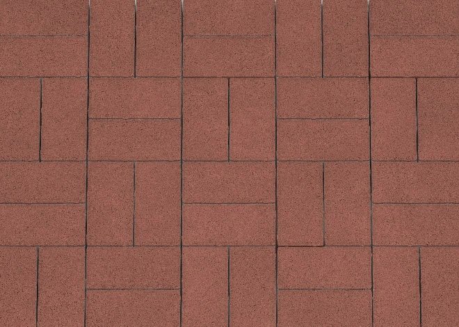 Плитка тротуарная вибропрессованная, 300x300x60 мм, цвет красный на земле