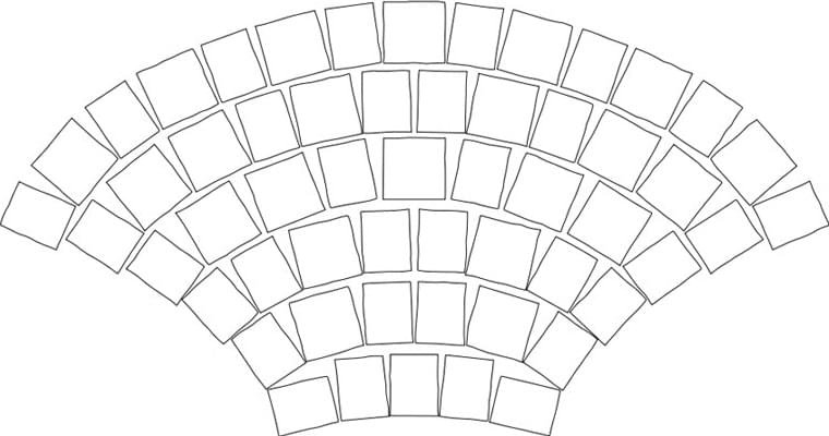 Веерная раскладка гранитной брусчатки