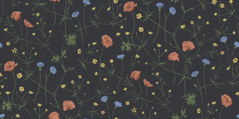 Мелкие цветочки на черном фоне