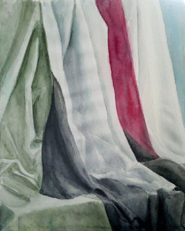 Этюд драпировки со складками акварелью