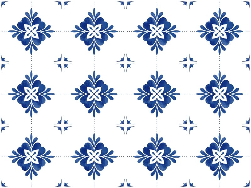 Плитка белая с голубым узором