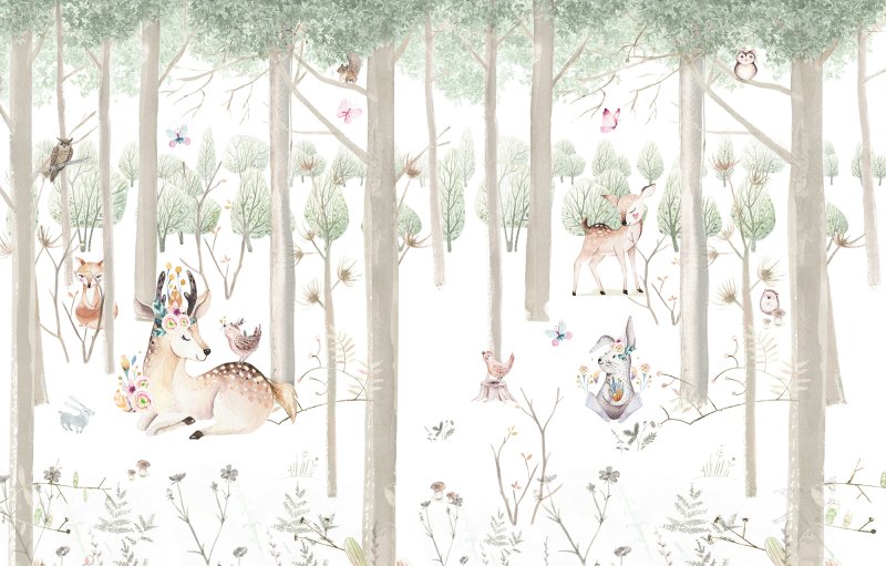 Фреска на детскую лес