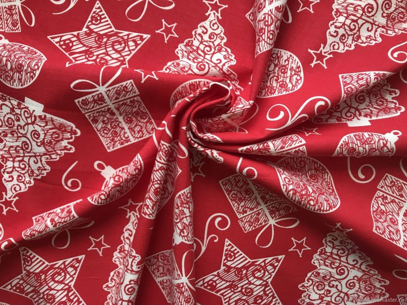 Красный лен ткань