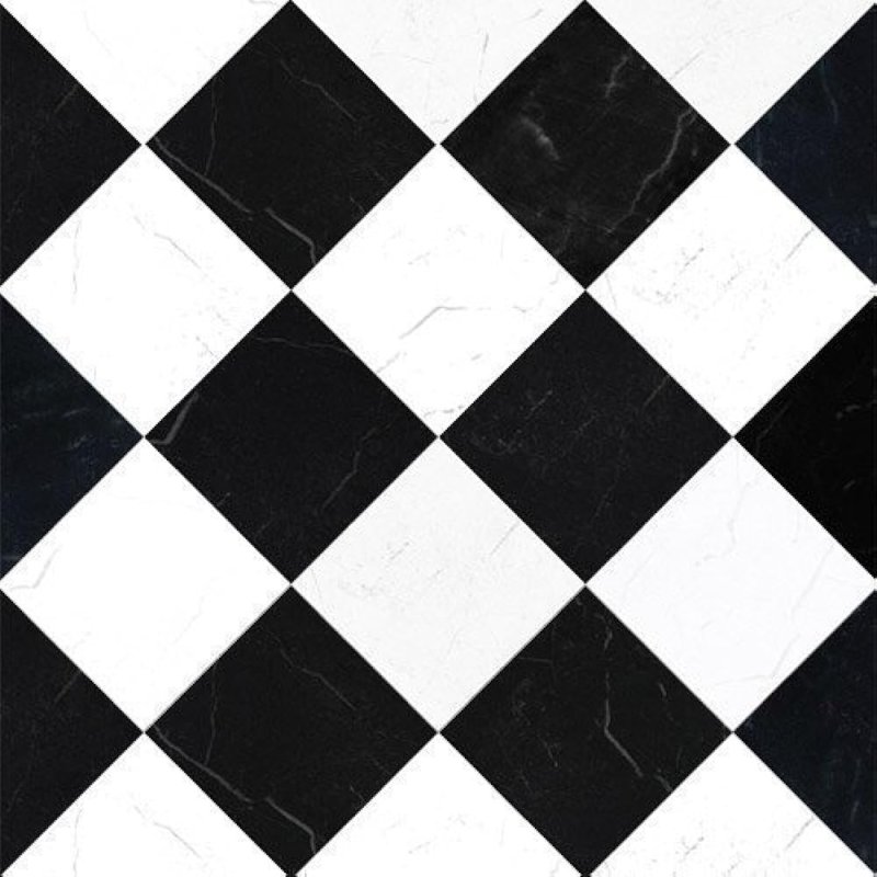 Плитка белая с черными ромбами