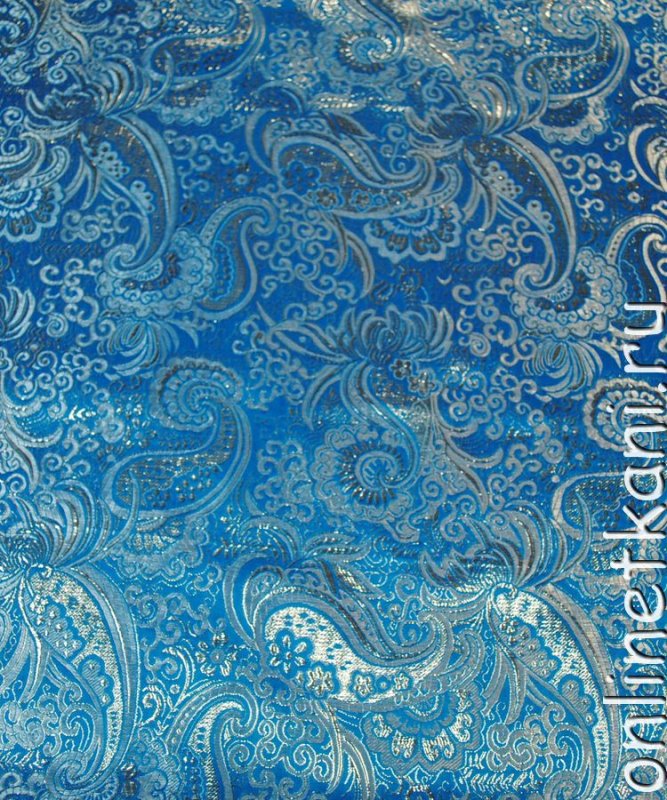 Парча ткань голубая