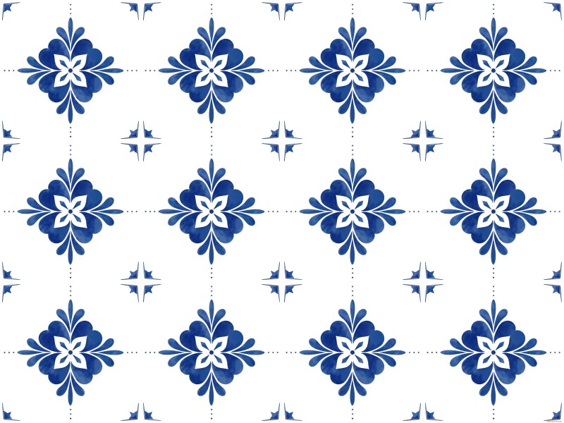 Плитка белая с голубым узором