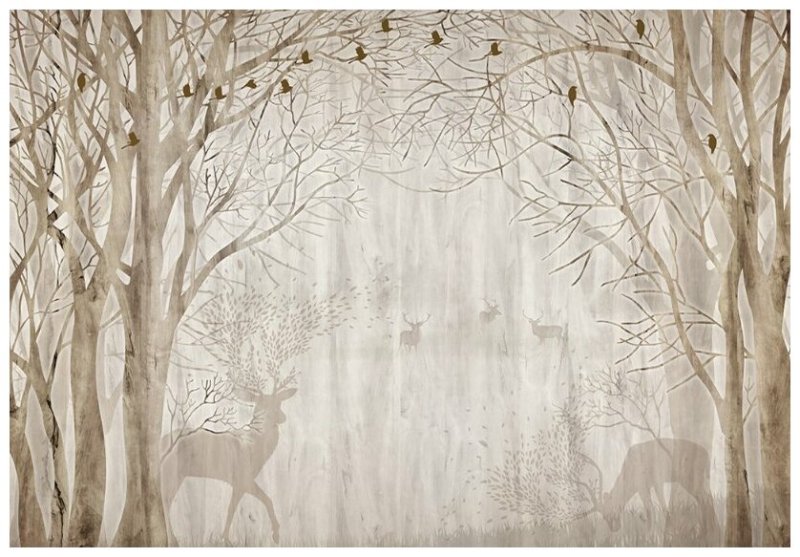 Фреска дерево в бежевых тонах