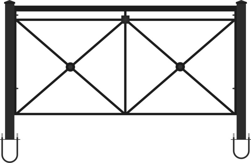 Столб для пешеходного ограждения "крест" 80*80, в-1500мм цинк