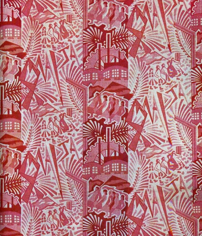 Советские принты на ткани 30х пятилетка