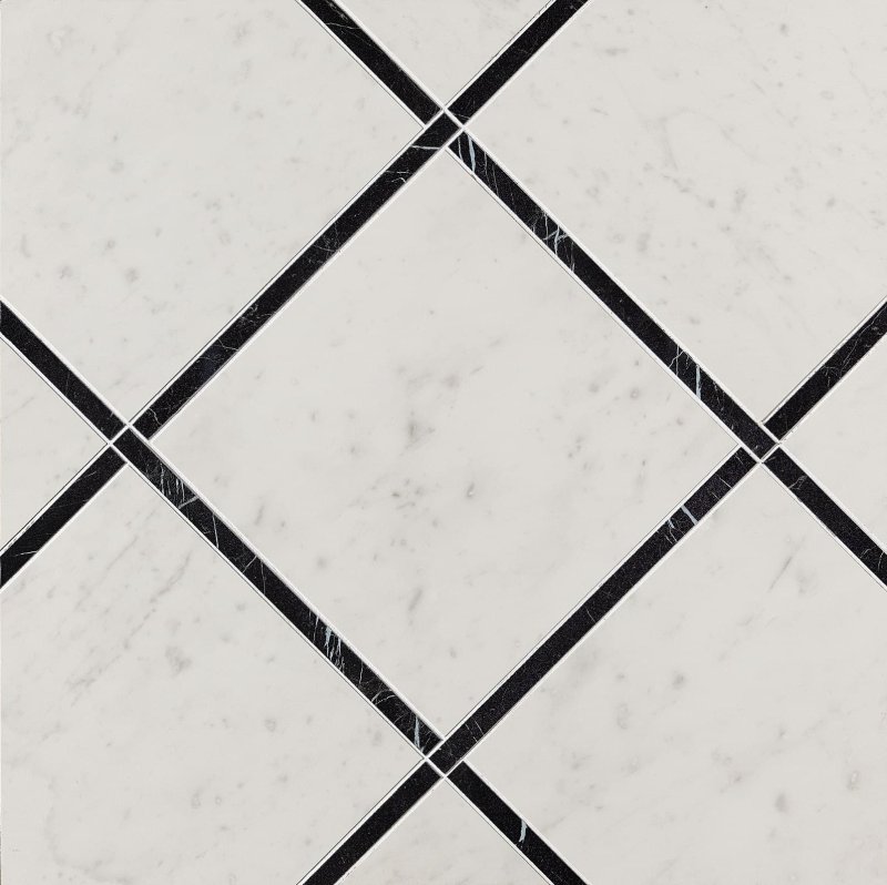 Декор Fap Ceramiche ROMA Diamond incroci Carrara Nero reale Inserto 60x60