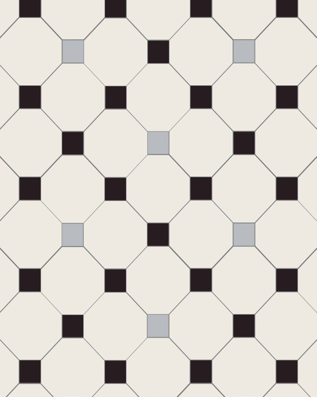 Плитка октагон черно-белая напольная