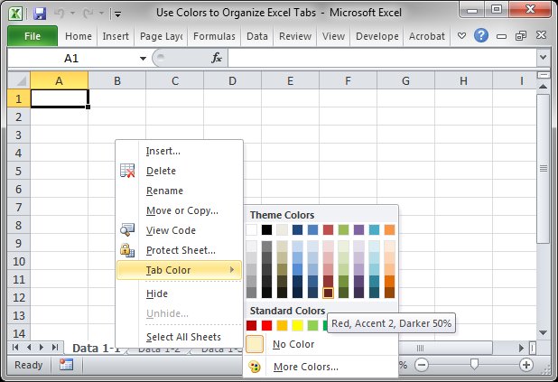 Номера цветов в excel