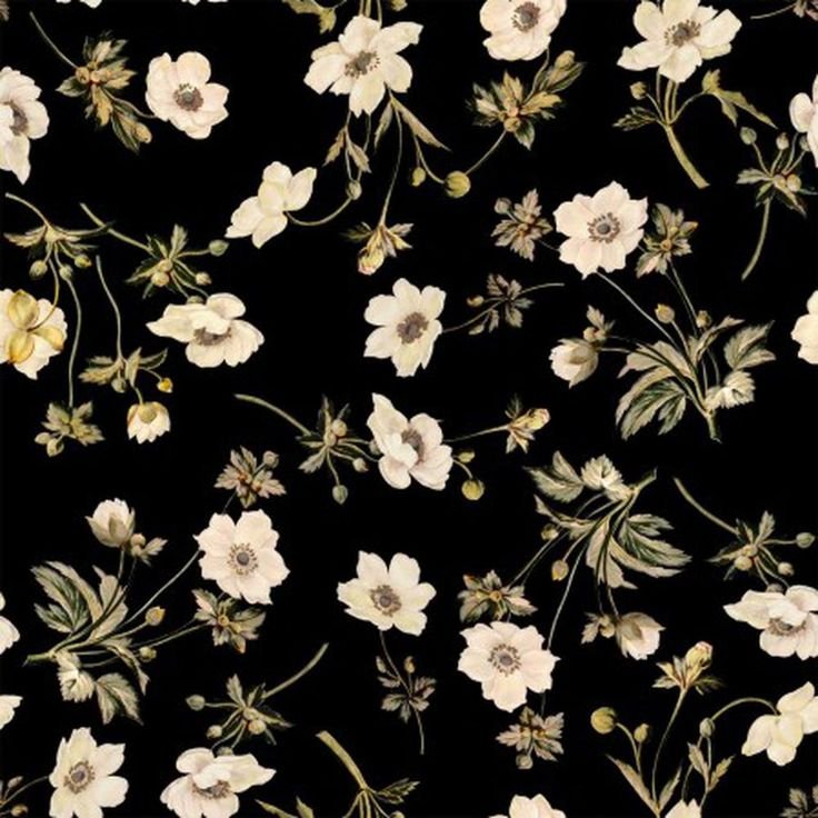 Цветочный узор на черном фоне