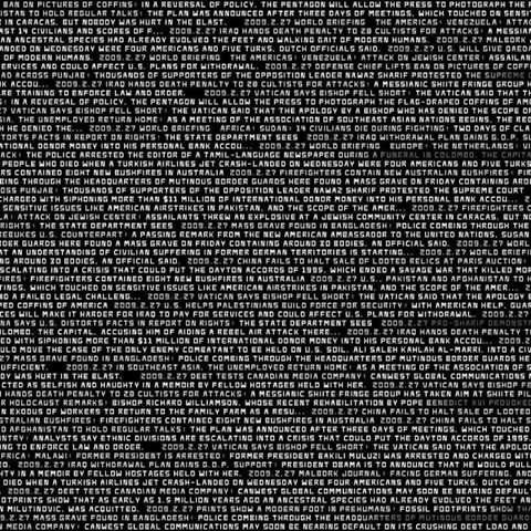 Много текста на черном фоне