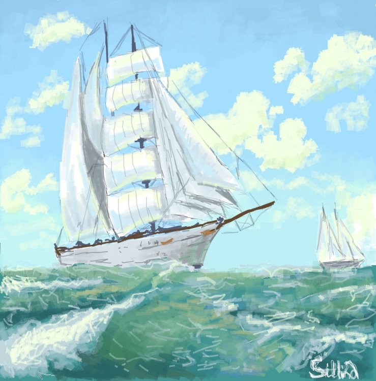 Корабль с парусами