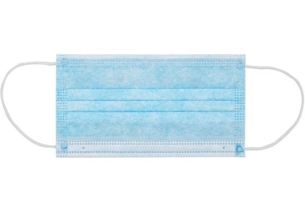 Маска на резинке 3-х слойная голубая / 2000