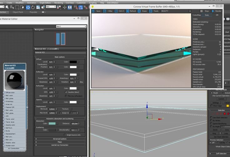 3ds Max материал стекло Corona