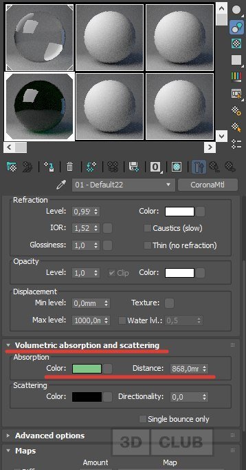 Материал стекла в 3ds Max Corona
