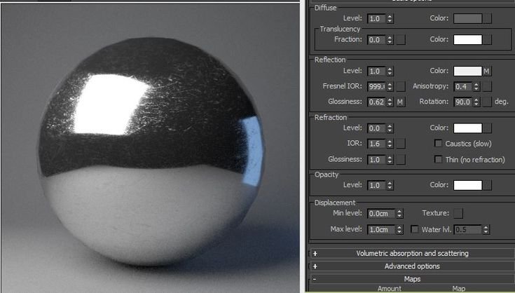 Материал серебро в 3d Max Corona