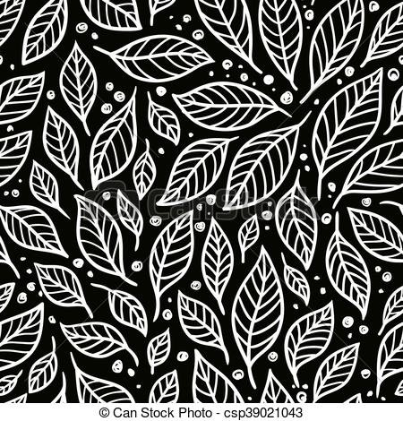 Листья паттерн вектор чб