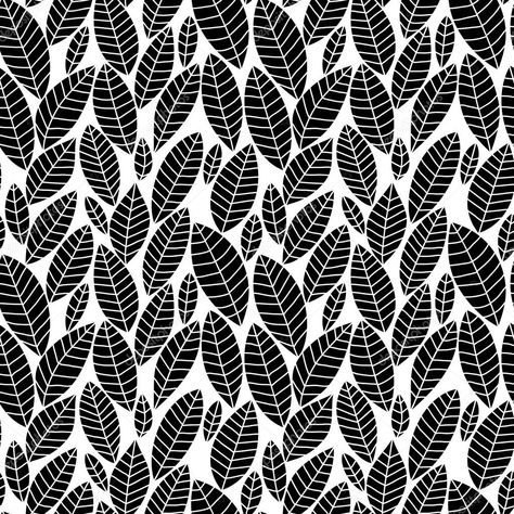 Паттерн черно белый листья