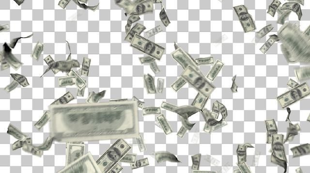 Падающие деньги на белом фоне