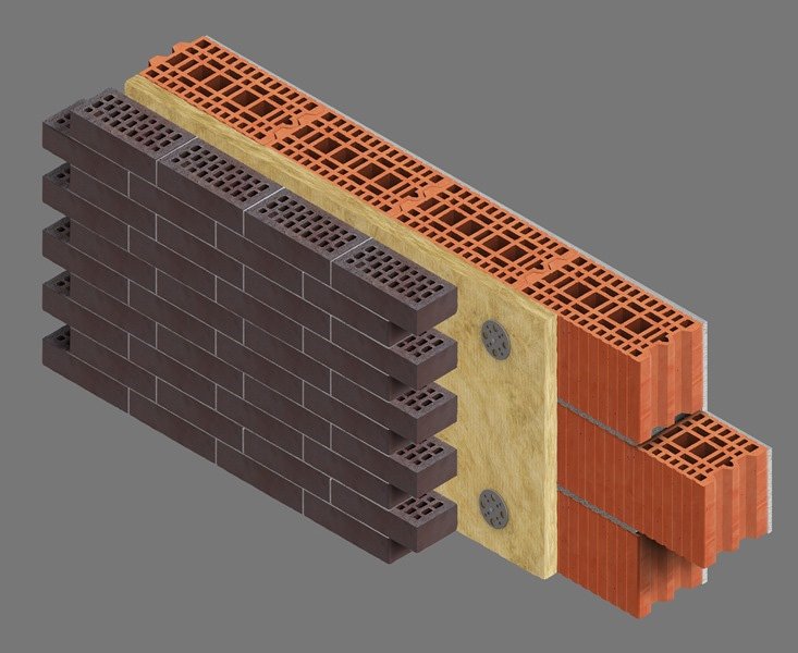 Поризованный блоки 380 + утеплитель 50мм