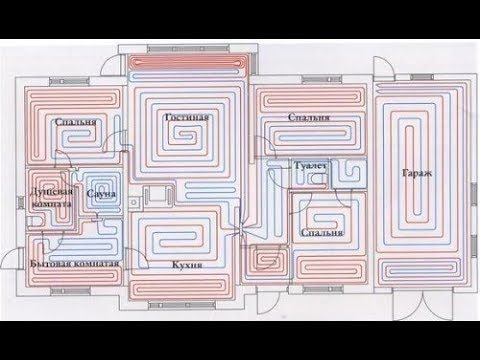 Схема укладки теплого водяного пола
