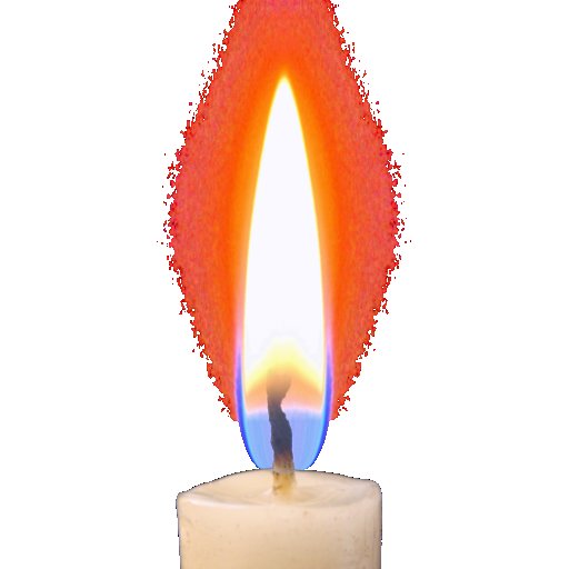 Пламя свечи на белом фоне