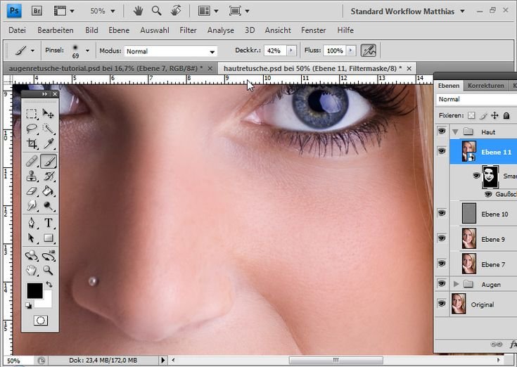 Сглаживание кожи в фотошопе