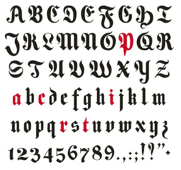 Готика каллиграфия фрактура алфавит