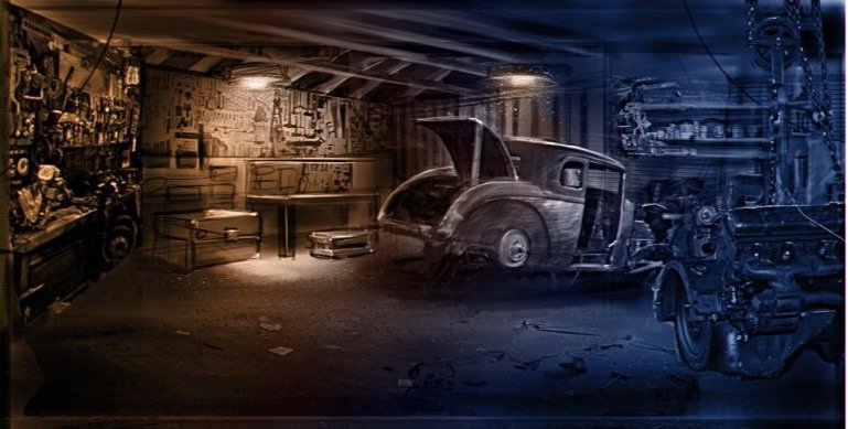 Старая автомастерская внутри