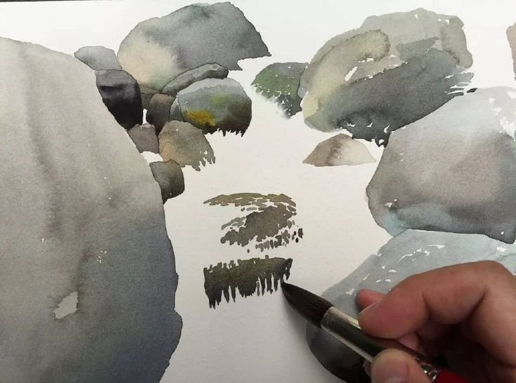 Камни гуашью