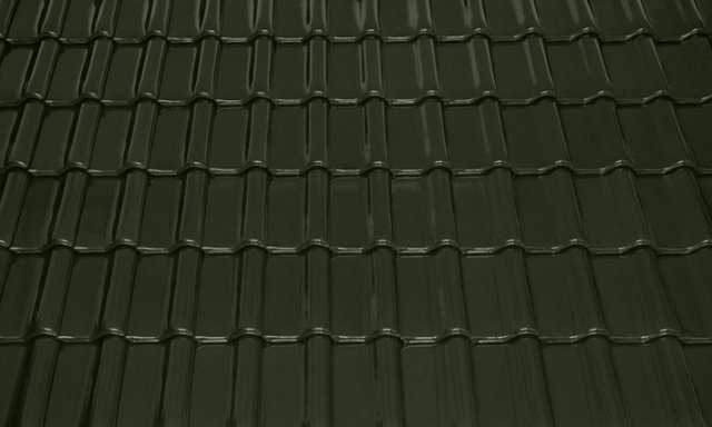 Зеленая керамическая черепица