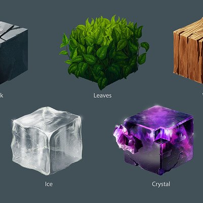 Кубы с текстурами материалов