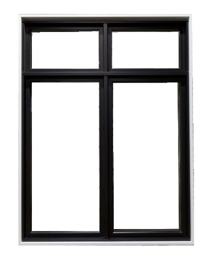 Окно с черной рамой