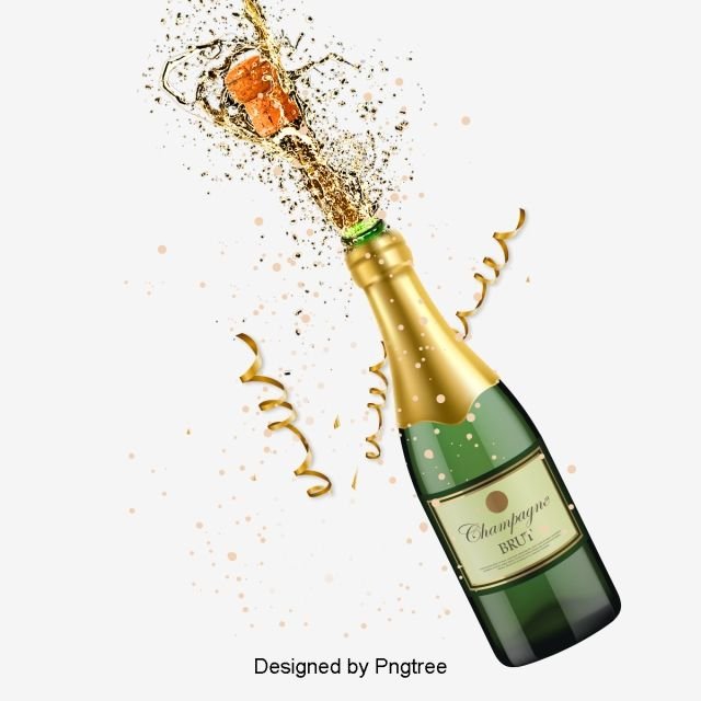 Бутылка шампанского мультяшная