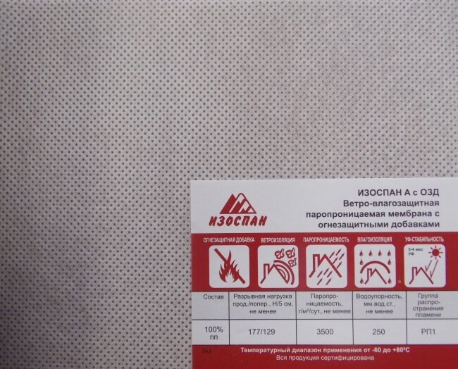Паропроницаемая ветрозащитная мембрана Изоспан