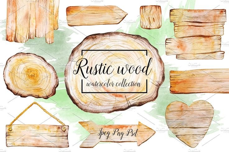 Деревянная табличка акварель