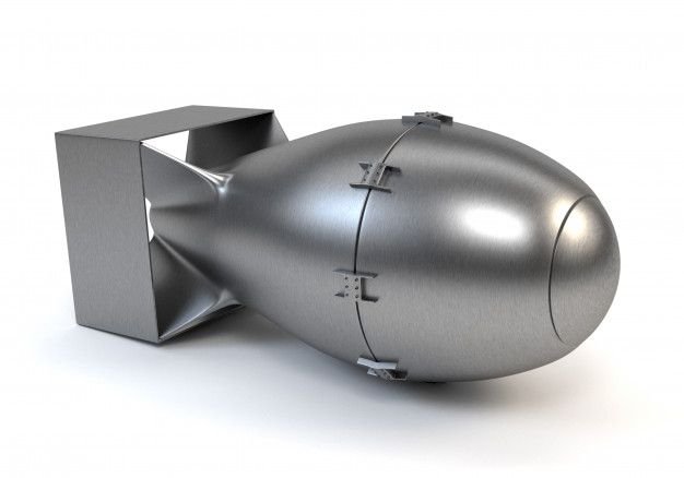 Атомная бомба на белом фоне