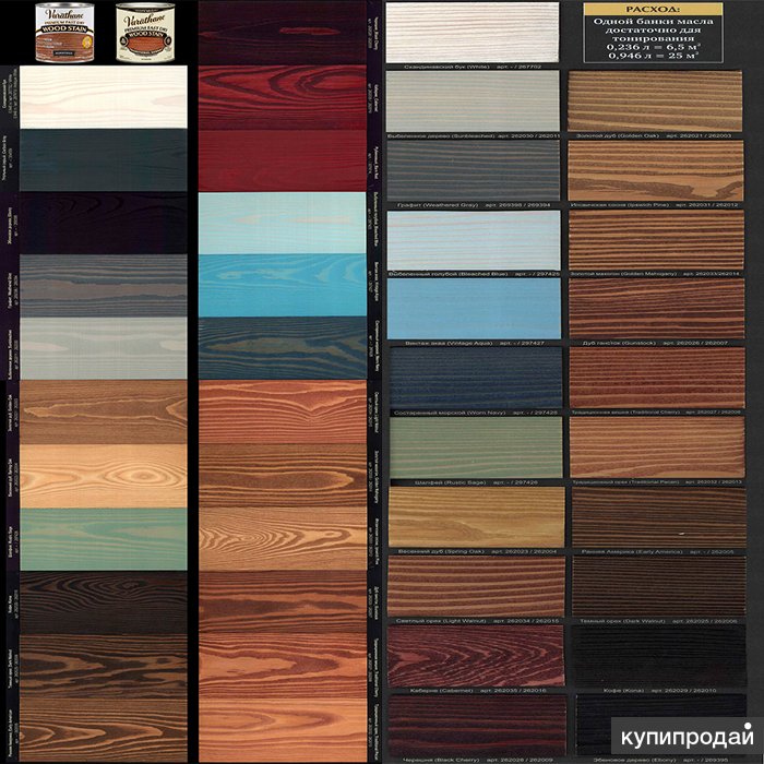 Морилка Varathane Wood Stain палитра