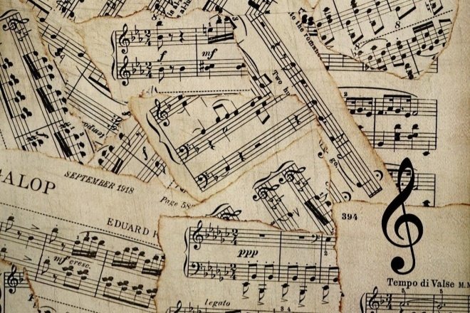 Бумага для скрапбукинга Ноты