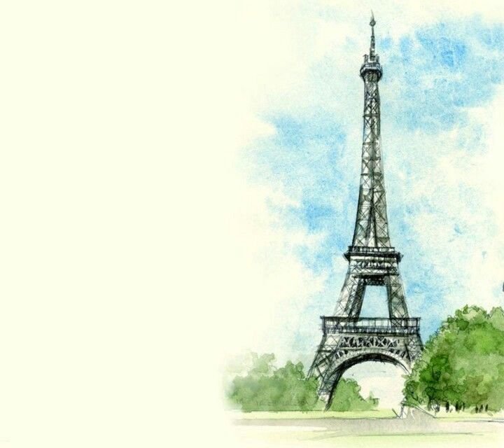 Эйфелева башня на белом фоне