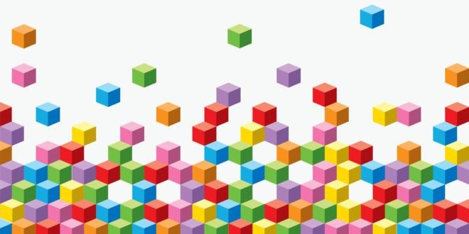 Разноцветные кубики фон