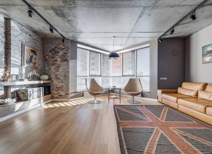 Натяжной потолок бетон лофт