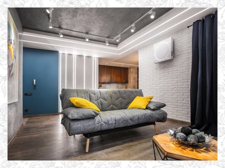 Натяжной потолок бетон лофт