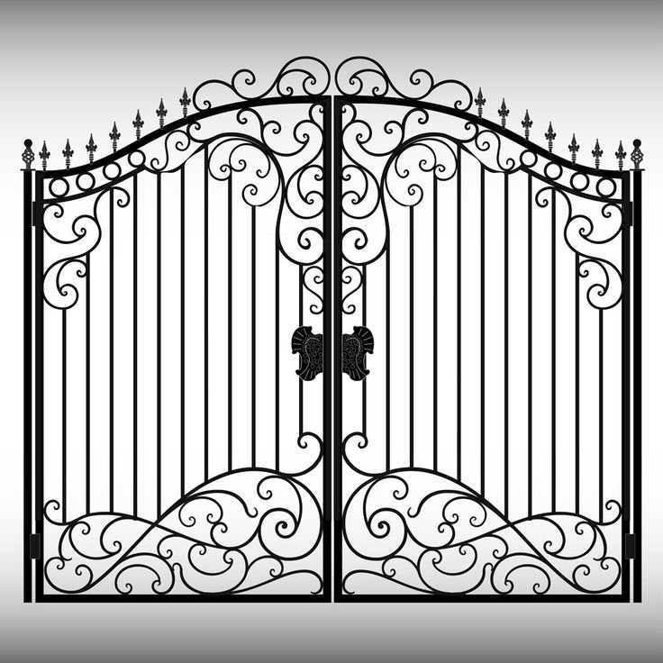 Кованые ворота с решеткой