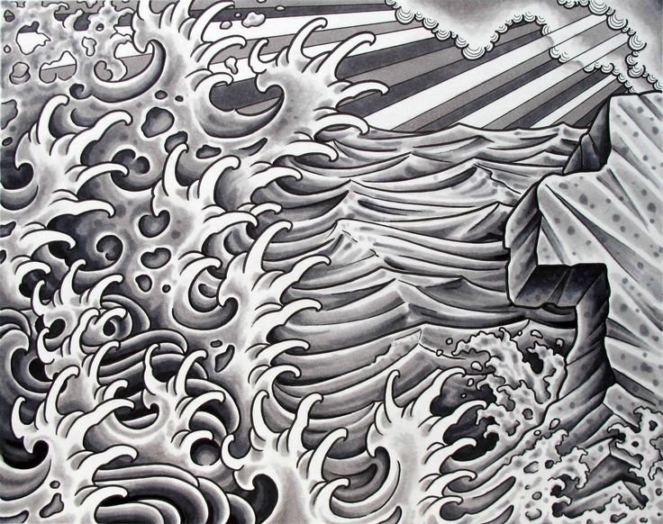 Японские волны тату