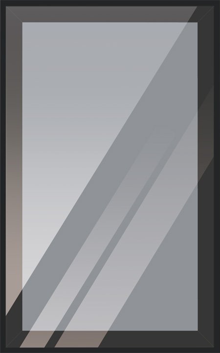 Фасад в черной алюминиевой рамке со стеклом