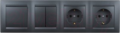 АББ рамка на 4 розетки графит